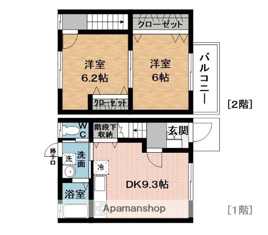 メゾネットハウスハニー10(2LDK/1階)の間取り写真