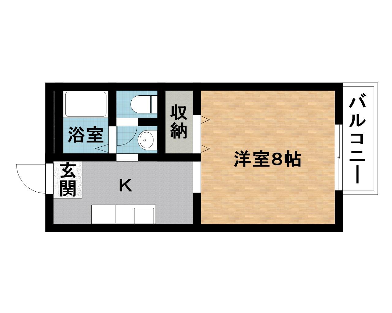 ディアコートみやびⅢ(1K/2階)の間取り写真