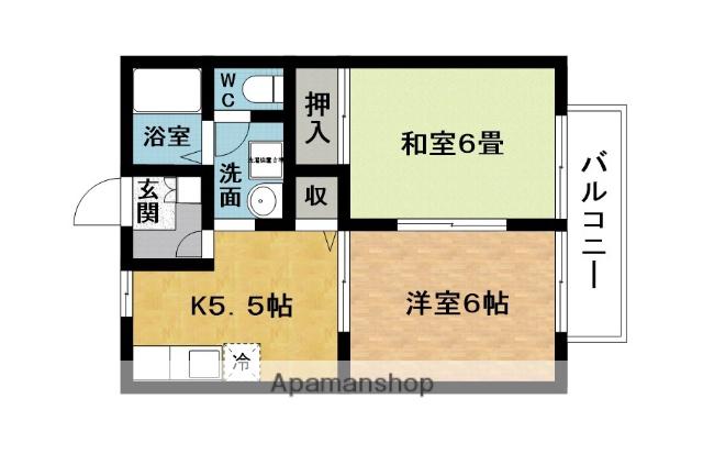 グリーンみやび(2DK/1階)の間取り写真