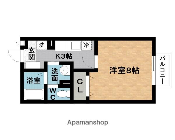 CREST(1K/2階)の間取り写真