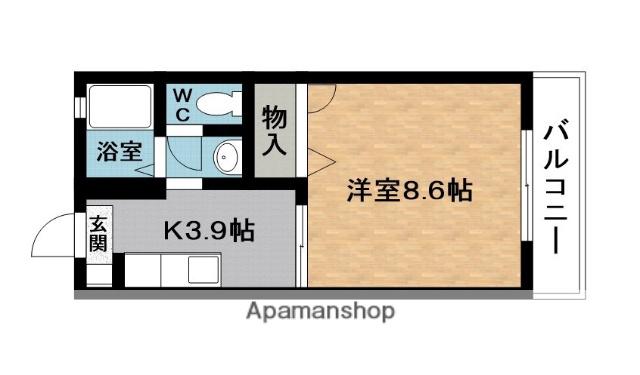 伊賀鉄道 上野市駅 バス乗車時間：15分 ゆめが丘バス停で下車 徒歩3分 2階建 築25年(1K/1階)の間取り写真