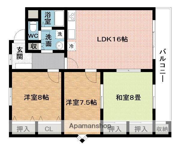 メゾフォルテM2(3LDK/1階)の間取り写真