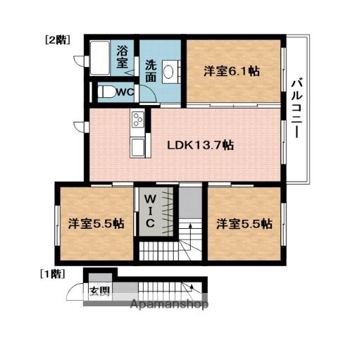 メゾン上野H(3LDK/2階)の間取り写真