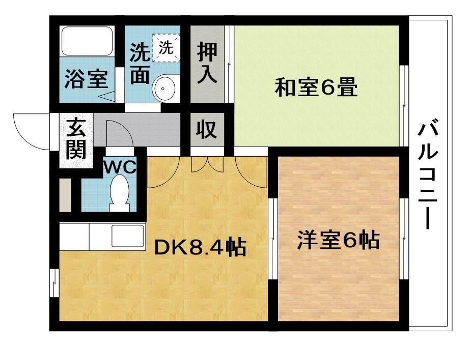 フローラルパレス(2DK/2階)の間取り写真