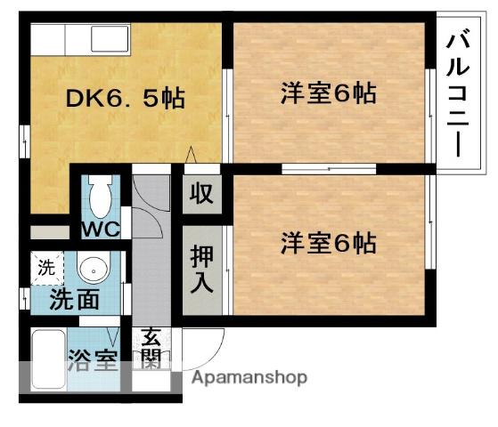 ルミエルA(2DK/1階)の間取り写真