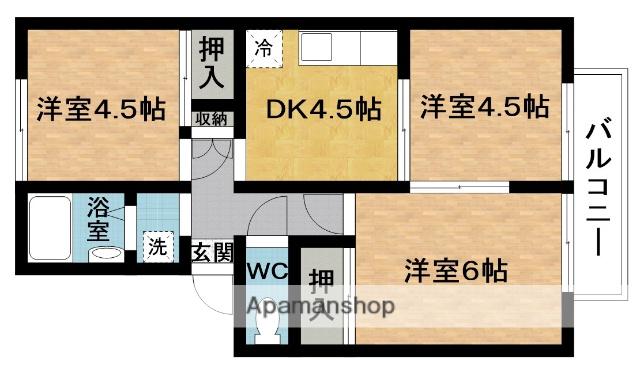 コーポプレジール(3K/2階)の間取り写真