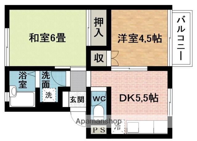 コーポN(2DK/2階)の間取り写真