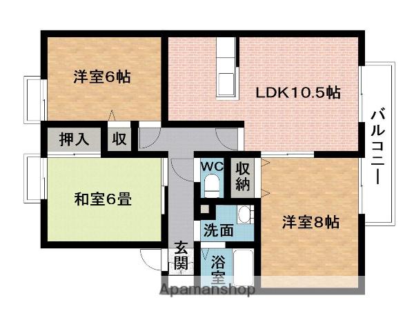 ウィンディアエスポワールA(3LDK/2階)の間取り写真