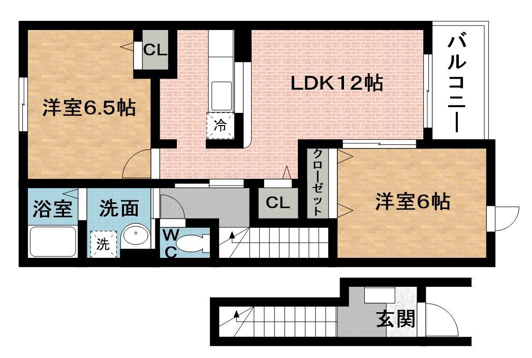 アイビーウェル西三田2号館(2LDK/2階)の間取り写真