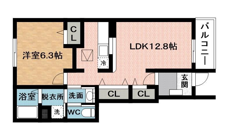 アイビーウェル西三田2号館(1LDK/1階)の間取り写真