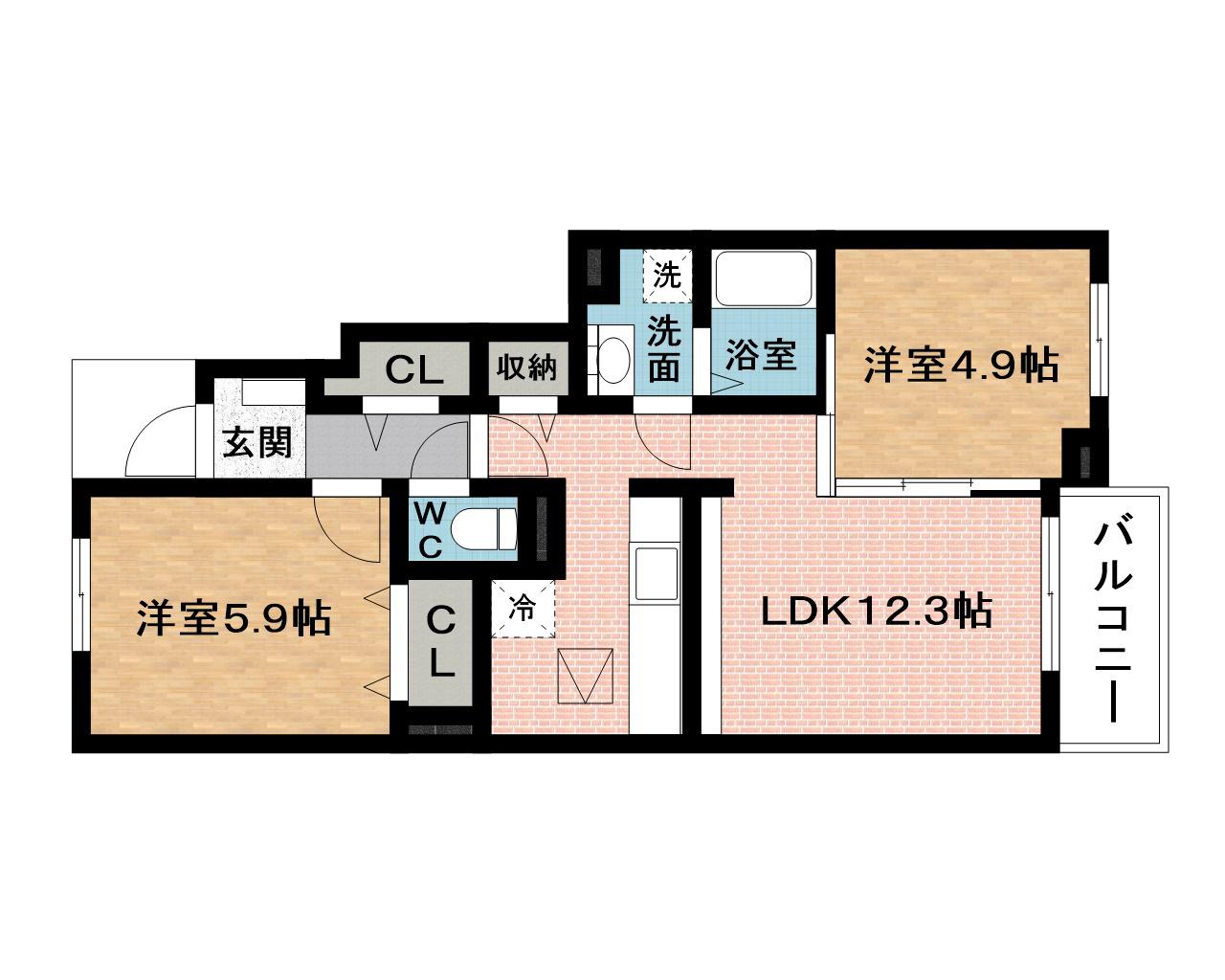 グゼルⅠ(2LDK/1階)の間取り写真