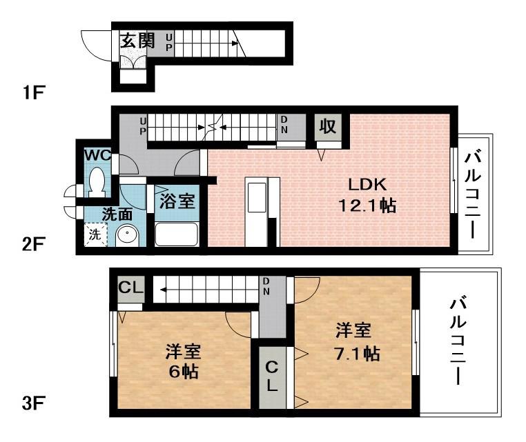 サニーレジデンス上野Ⅱ(2LDK/2階)の間取り写真