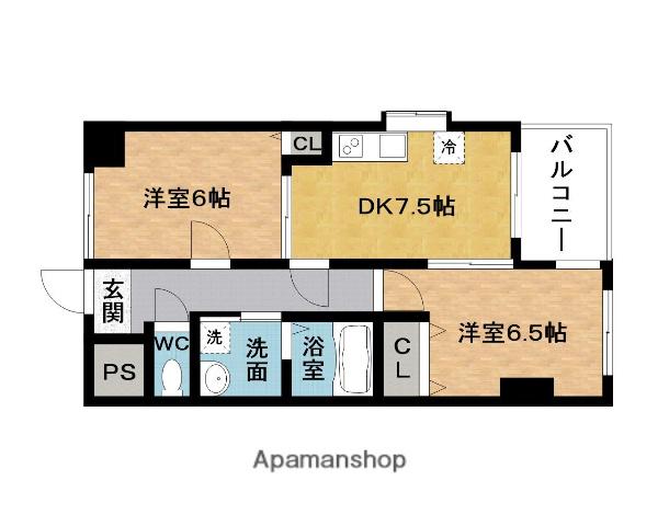 山﨑第2マンション(2DK/4階)の間取り写真