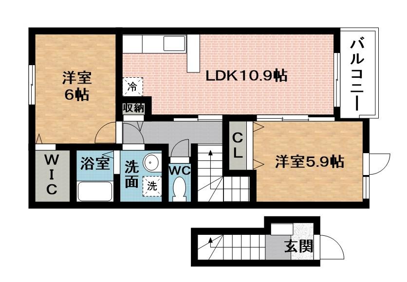 ベラ・ルーチェ(2LDK/2階)の間取り写真