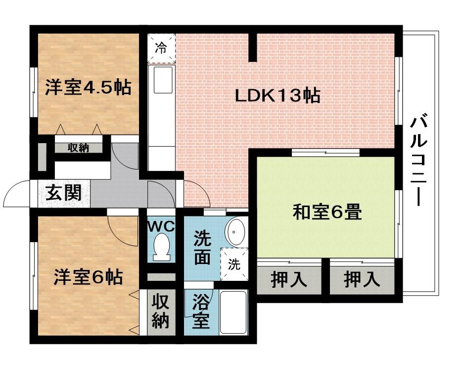 サンエクセル緑ヶ丘(3LDK/3階)の間取り写真