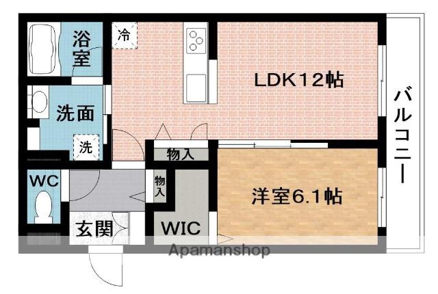 シャーメゾン四時福(1LDK/1階)の間取り写真