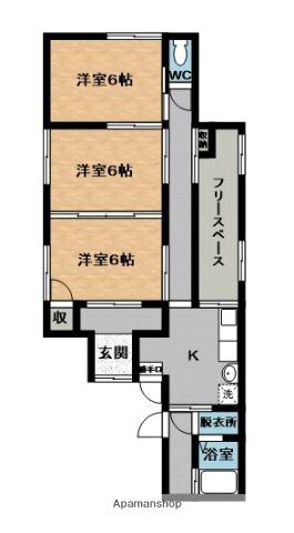 伊賀鉄道 上野市駅 徒歩3分 1階建 築73年(3K)の間取り写真