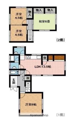 関西本線 佐那具駅 徒歩20分 2階建 築48年(4LDK)の間取り写真