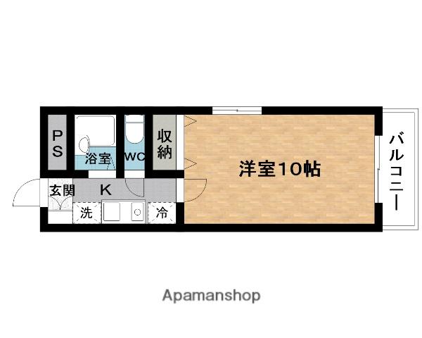 カントリーハウス(1K/2階)の間取り写真
