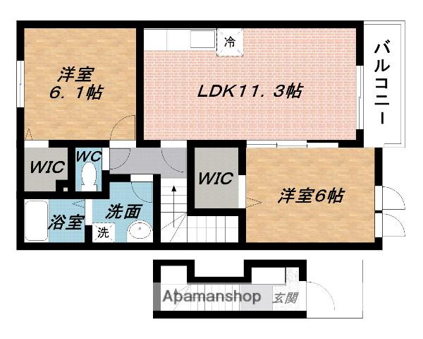 GROWⅠ(2LDK/2階)の間取り写真