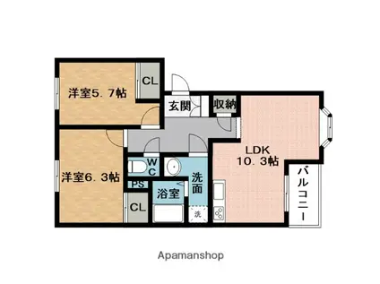 ヒルズ青山(2LDK/2階)の間取り写真