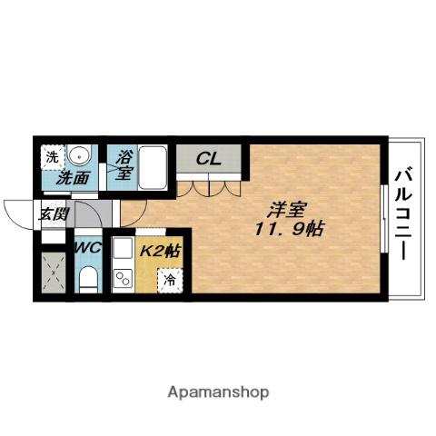 グラシアスⅠ(1K/2階)の間取り写真