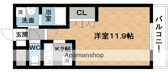 グラシアスⅠ(1K/2階)の間取り写真