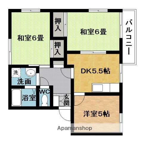 フレグランス鴻之台(3DK/1階)の間取り写真