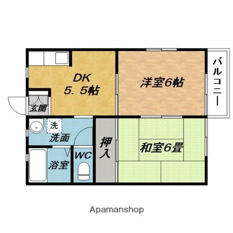 コーポシャトレD(2DK/2階)の間取り写真