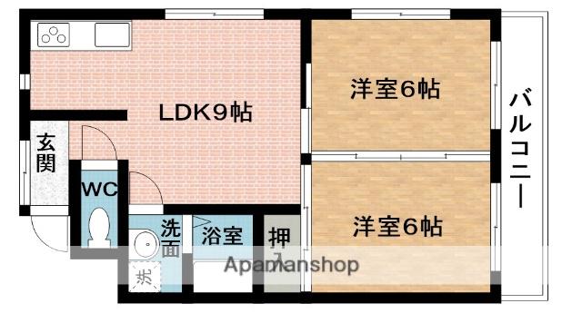 ルシェル名張(2LDK/2階)の間取り写真