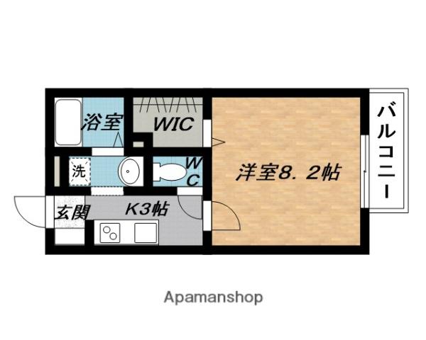 ウッズ・ヒル(1K/1階)の間取り写真