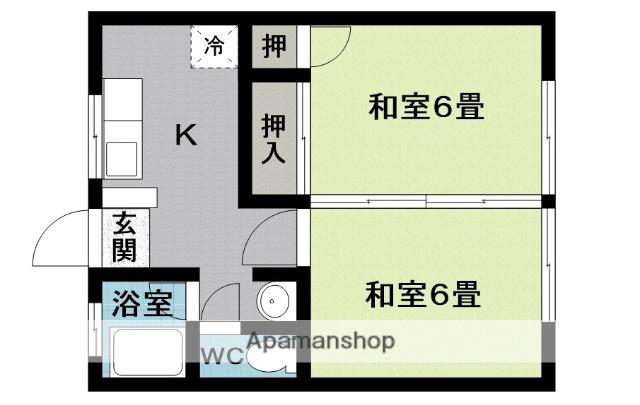 第二山和荘(2K/1階)の間取り写真