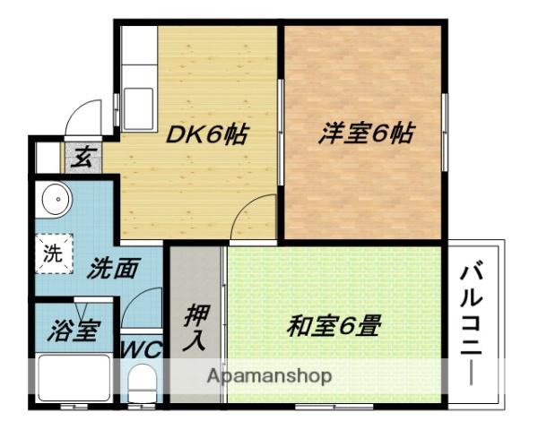 コーポミカサA(2DK/1階)の間取り写真