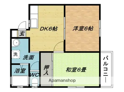 コーポミカサA(2DK/1階)の間取り写真