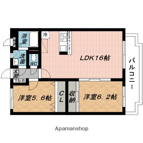 コンフォート鴻之台(2LDK/2階)の間取り写真