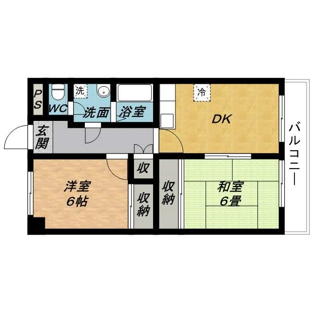 佳千ビルⅡ(2DK/6階)の間取り写真