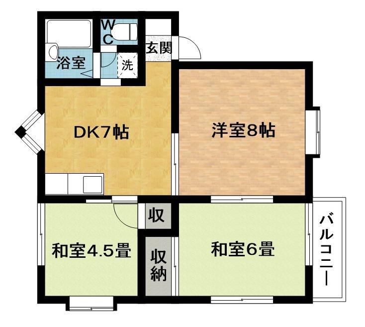 ハイツカレントB(3DK/2階)の間取り写真