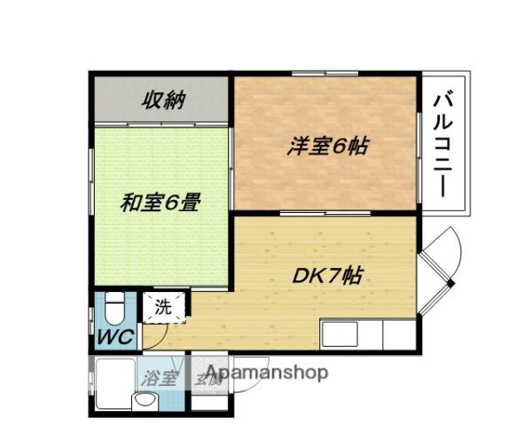 ハイツカレントC(2DK/1階)の間取り写真