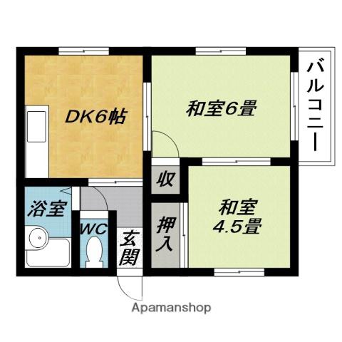 フラワーハイツ(2DK/3階)の間取り写真
