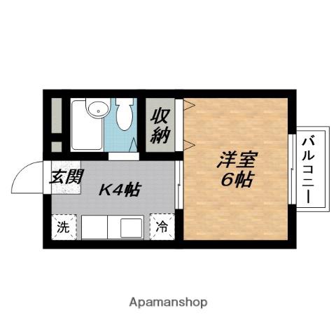 カーサビアンコ(1K/1階)の間取り写真