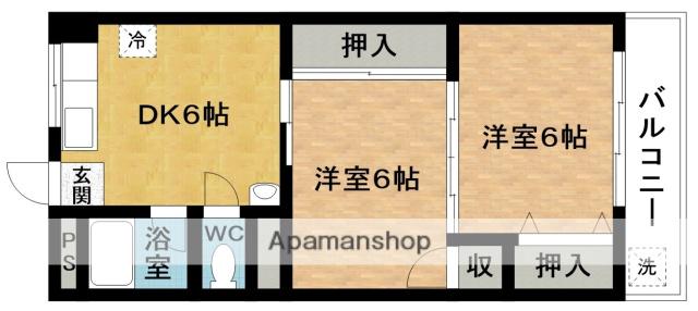 名張駅前マンション(2DK/1階)の間取り写真