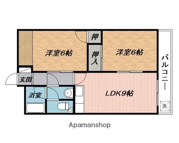 名張駅前マンション(2LDK/4階)の間取り写真