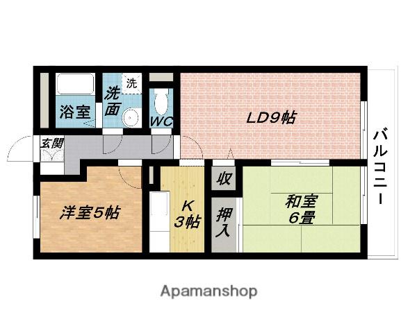 やまむらハイツ(2LDK/3階)の間取り写真