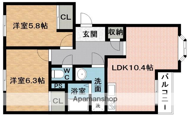 ル・モンテ(2LDK/1階)の間取り写真