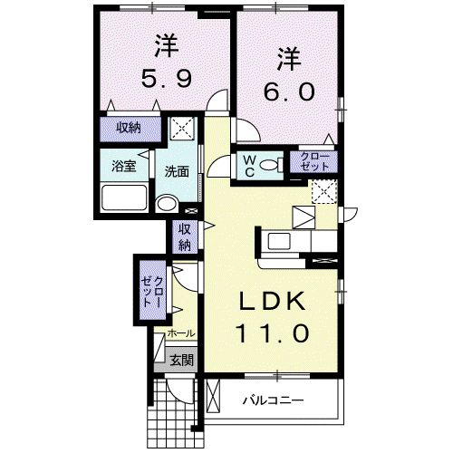 ベル・ボニートB(2LDK/1階)の間取り写真