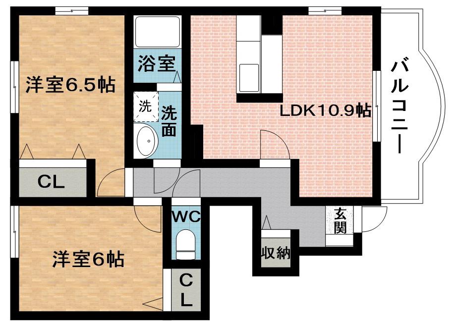 エアリーヒル21A(2LDK/1階)の間取り写真