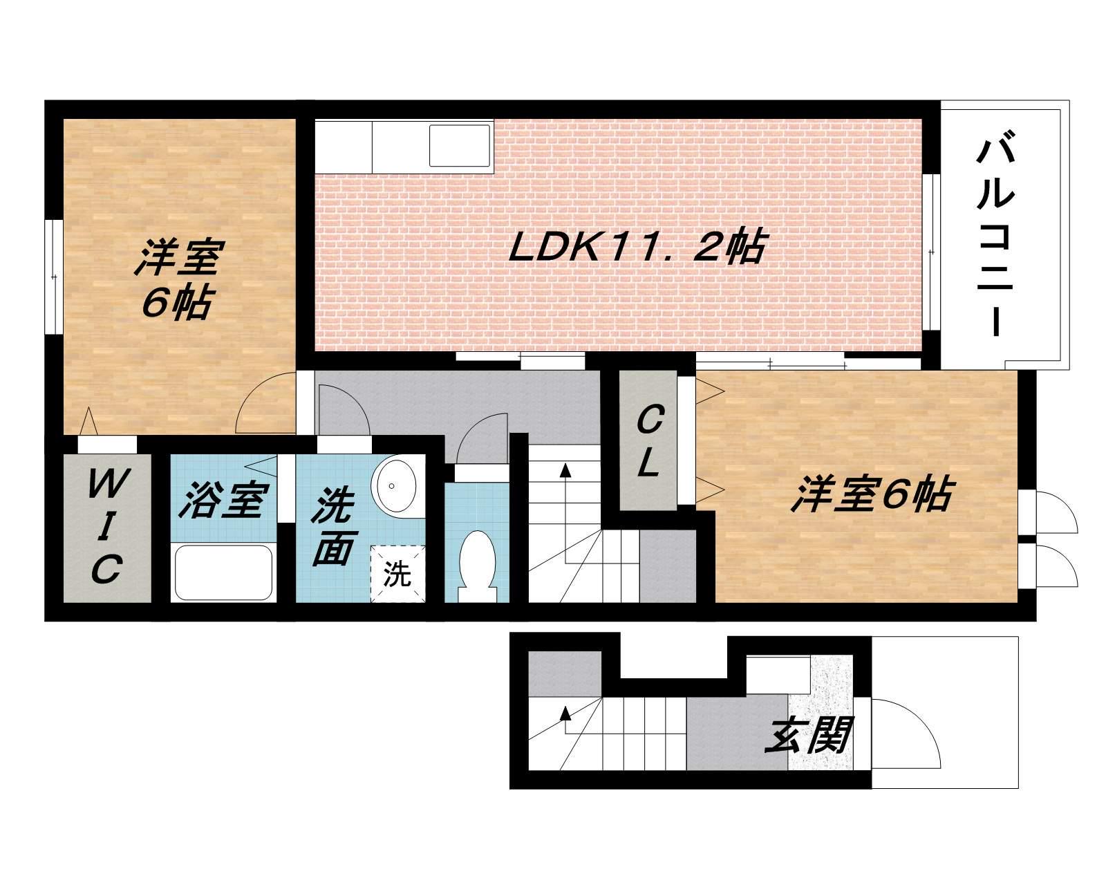 プランドールⅠ(2LDK/2階)の間取り写真