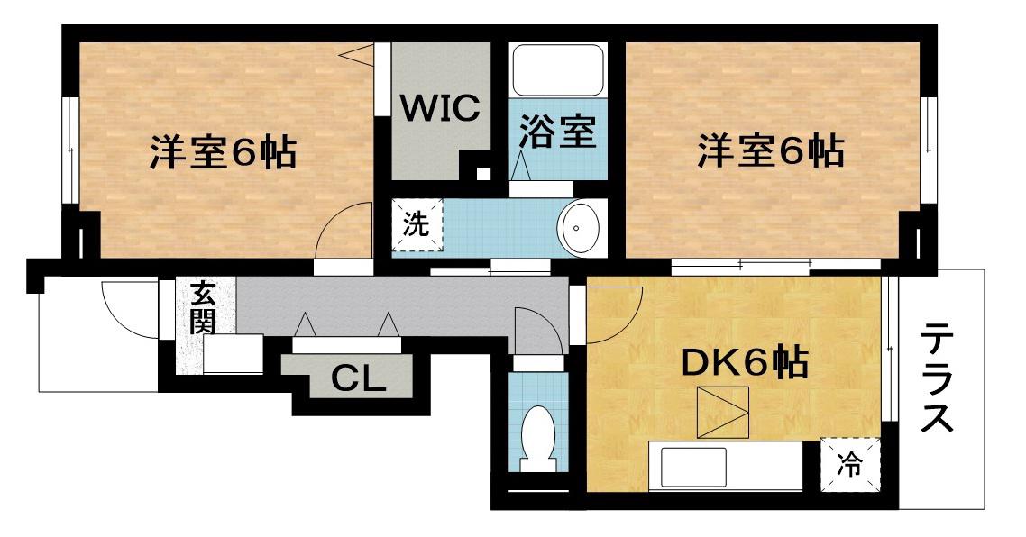 アンジュⅡ(2DK/1階)の間取り写真
