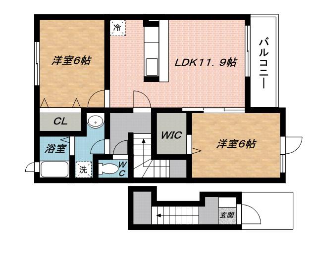 プロムナード(2LDK/2階)の間取り写真