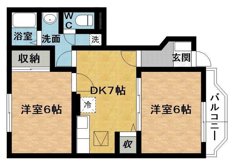 リファインド(2DK/1階)の間取り写真